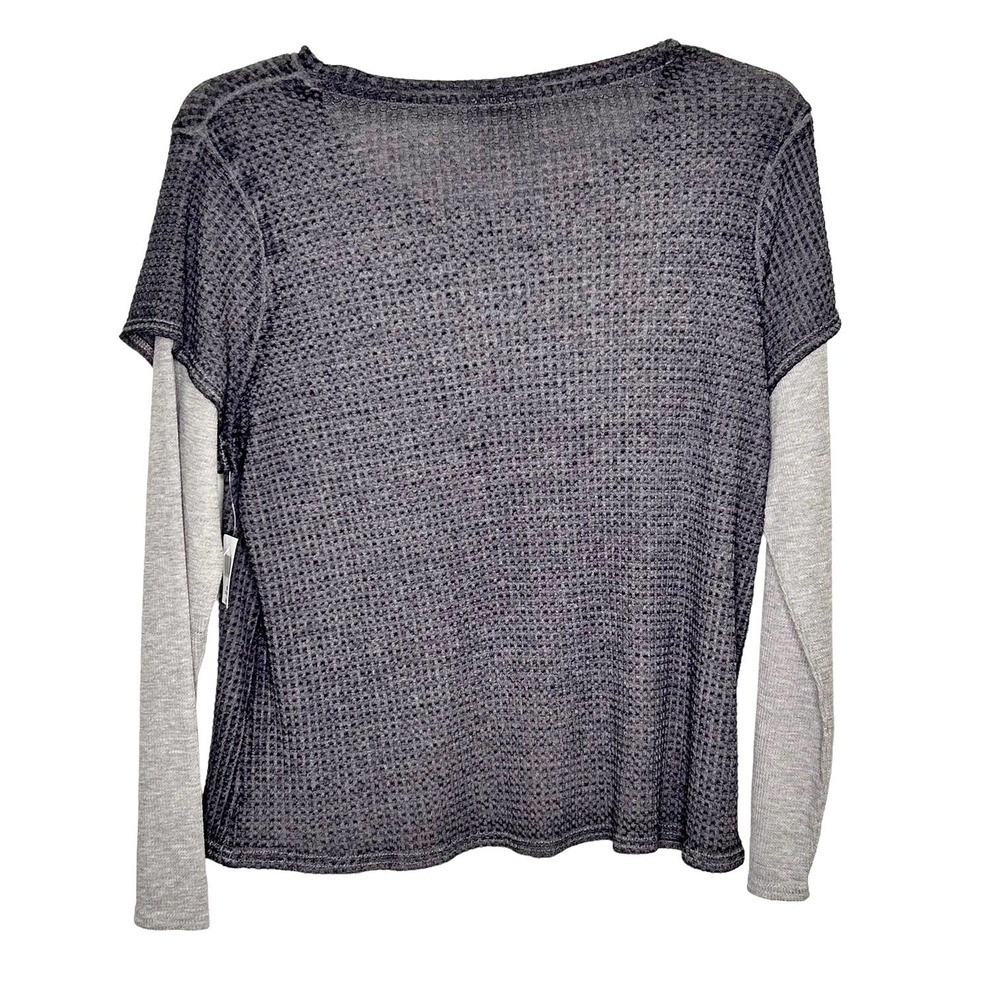 Disneyland Gray Waffle Knit Long Sleeve Silver Bling Sequin Top - Picture 5 of 8